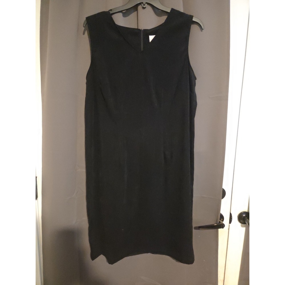 Studio C Plus Black Sleeveless V Neck Sheath Dress, Women's Size 18W, Faux Suede